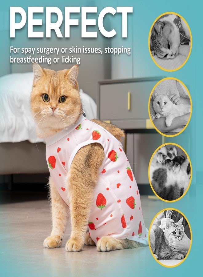 Avont 2 Pack Cat Recovery Suit - Kitten Onesie for Cats After Surgery, Surgical Spay Recovery Suit Female for Abdominal Wounds or Skin Diseases Protection -Cherry/Strawberry(L) - Image 4